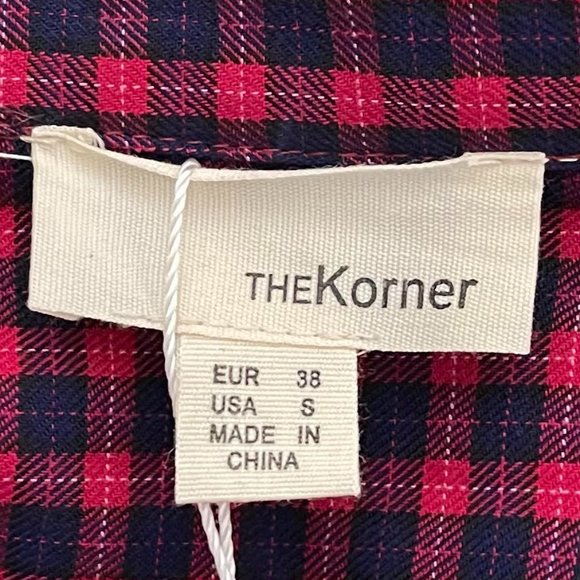 The Korner Small Red Blue Checkered Plaid Long Sleeve Hooded Top NEW WITH TAGS - Picture 6 of 8